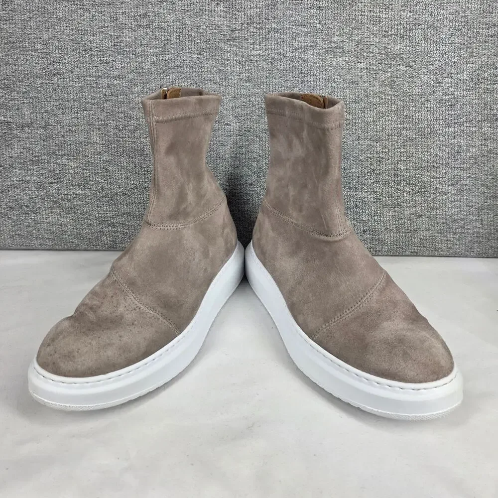 AQUATALIA LAINA WOMEN’S ZIP-UP BOOTS – SIZE 7.5M – GRAY SUEDE – WATER‑RESISTANT